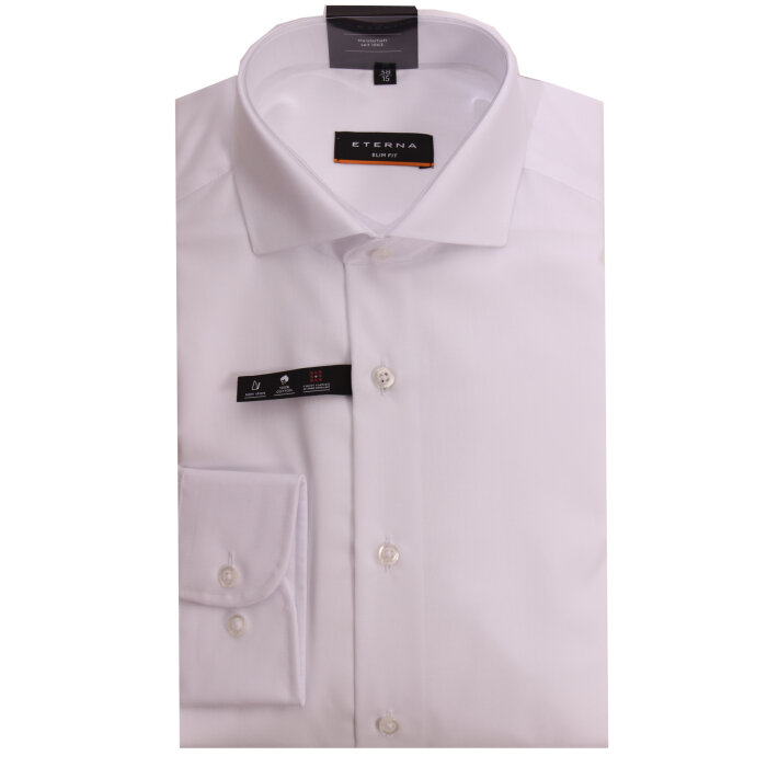 Eterna - Eterna - 1100 F182 | Slim Fit Skjorte Hvid & Sort 1100