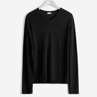Filippa K - Fine Merino V-Neck | Strik Sort - Grå