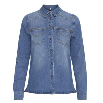 Pulz Jeans ( Dame )  - PULZ - PZJOSIE Shirt | Denimskjorte Light Blue Denim