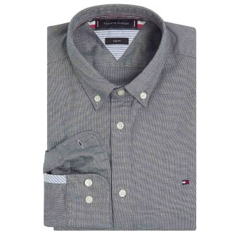 Tommy Hilfiger  - Tommy Hilfiger - Micro Houndstooth Slim | Skjorte Carbon Navy