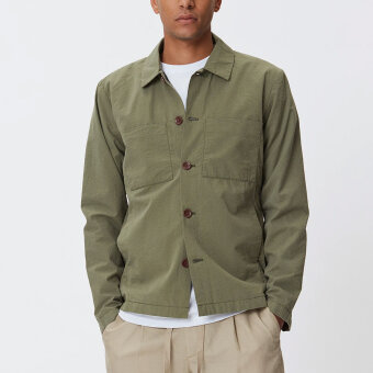 LES DEUX - Les Deux - Marseile seersucker hybrid | Overshirt Lichen Green
