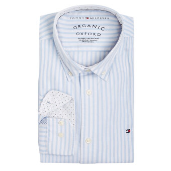 Tommy Hilfiger  - Tommy Hilfiger - Stripe Regular Oxford | Skjorte Blue White