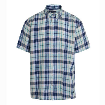 Signal - Signal - Hasse Linen check S/S | K/Æ Skjorte Green Marine