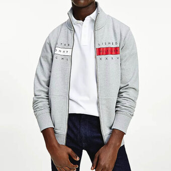 Tommy Hilfiger  - Tommy Hilfiger - Organic Cotton Zip Through | Cardigan Medium Grey