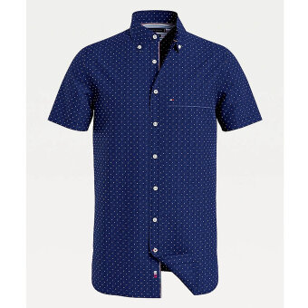 Tommy Hilfiger  - Tommy Hilfiger - Dot Short Sleeve | K/Æ Skjorte Carbon Navy