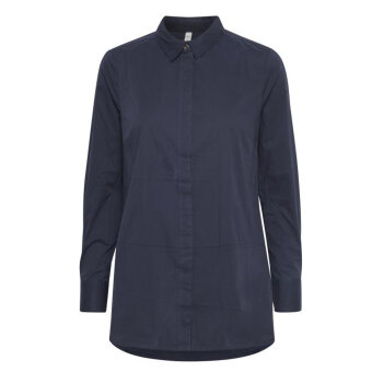 Pulz Jeans ( Dame )  - PULZ - PZELNA L/S SHIRT | SKJORTE DARK SAPPHIRE