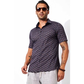 Desoto - Desoto - 51431 BD | K/Æ Skjorte navy orange palms
