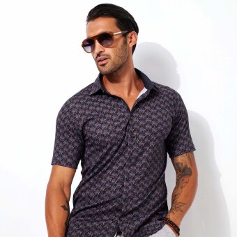 Desoto - Desoto - 51431 BD | K/Æ Skjorte navy orange palms
