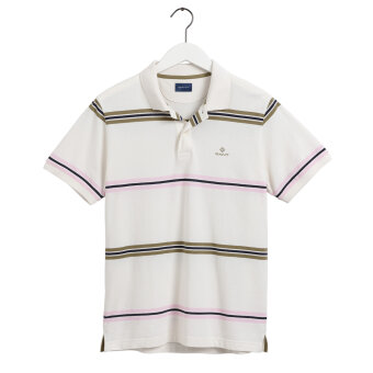 Gant - Gant - Narrow stripe pique | Polo T-shirt Caulk White