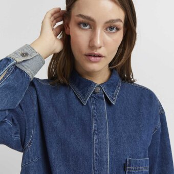 Pulz Jeans ( Dame )  - PULZ - PZDEXI SH | SKJORTE MEDIUM BLUE DENIM