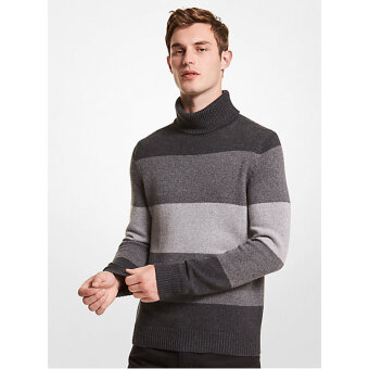 Michael Kors - Michael Kors - Stripe turtleneck | Rullekrave strik Charcoal mel.