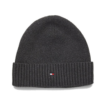 Tommy Hilfiger  - Tommy Hilfiger - TH essential flag beanie | Strik Hue Charcoal Grey