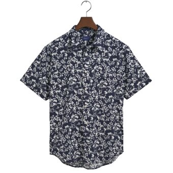 Gant - Gant - Floral cotton/linen shirt | K/Æ Skjorte Marine 
