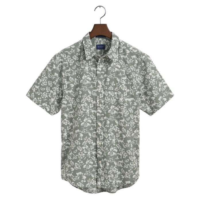 Gant - Gant - Floral cotton/linen shirt | K/Æ Skjorte Kalamata green