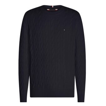 Tommy Hilfiger  - Tommy Hilfiger - TH classic cable crew neck | Strik Desert Sky