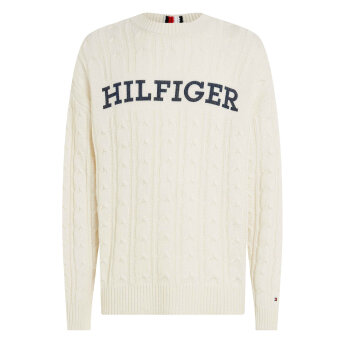 Tommy Hilfiger  - Tommy Hilfiger - TH cable monotype crew neck | Strik Ancient White