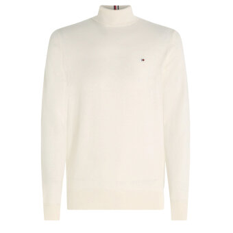 Tommy Hilfiger  - Tommy Hilfiger - TH cotton cashmere roll neck | Rullekrave Strik Ancient White