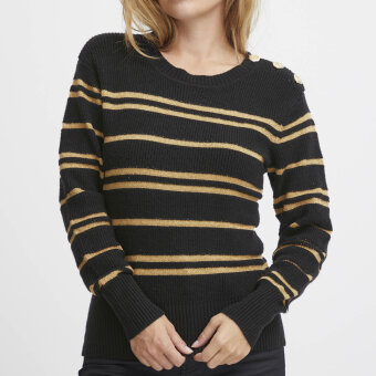 Pulz Jeans ( Dame )  - PULZ - PZPALLAS PULLOVER | STRIK BLACK
