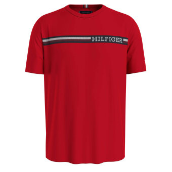Tommy Hilfiger  - Tommy Hilfiger - TH Monotype chest stripe tee | T-shirt Fierce Red