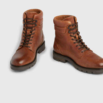 Tommy Hilfiger  - Tommy Hilfiger - TH warm padded leather boot | Støvle Cognac
