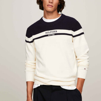 Tommy Hilfiger  - Tommy Hilfiger - Colorblock graphic sweater | Strik Marineblå