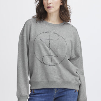 Pulz Jeans ( Dame )  - PULZ - PZMALLIE LS | SWEATSHIRT LIGHT GREY