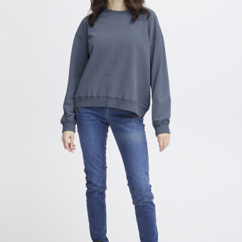 Pulz Jeans ( Dame )  - PULZ - PZMALLIE LS | SWEATSHIRT VINTAGE INDIGO