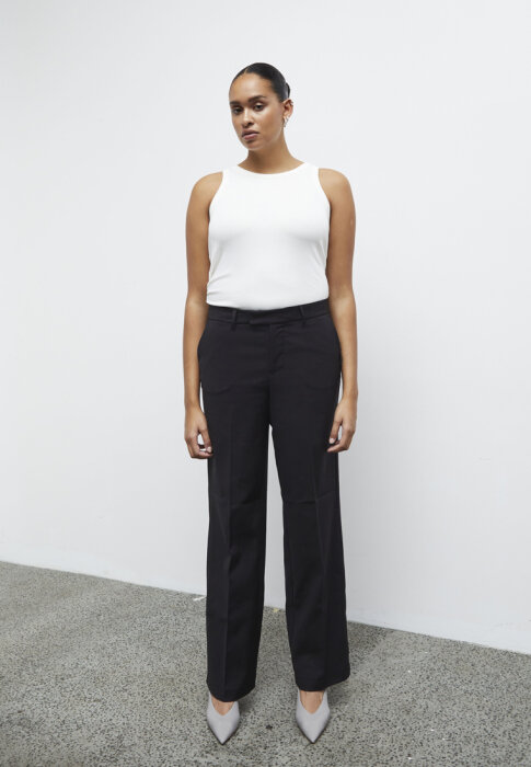 Pulz Jeans ( Dame )  - PULZ - PZBINDY HW PANT WIDE | BUKSER BLACK