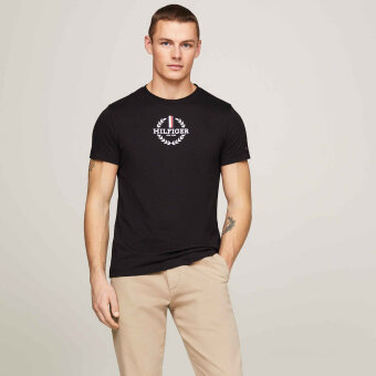 Tommy Hilfiger  - Tommy Hilfiger - Global stripe wreath tee | T-shirt Sort