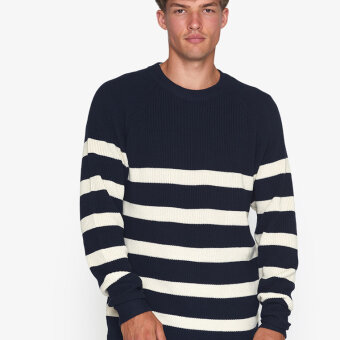Signal - Signal - Kalvin rib stripe crew | Strik Marineblå