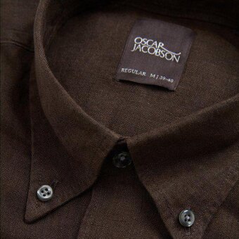 Oscar Jacobson - Oscar Jacobson - Signature linen | Hørskjorte Brun