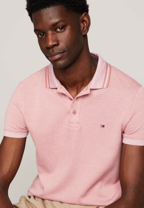Tommy Hilfiger  - Tommy Hilfiger -  Pretwist mouline slim | Polo T-shirt Pudder