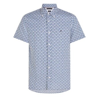 Tommy Hilfiger  - Tommy Hilfiger - Geo print shirt | K/Æ Hør Skjorte Blå