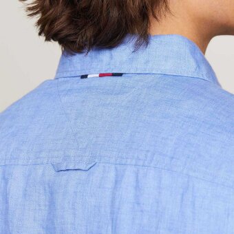 Tommy Hilfiger  - Tommy Hilfiger - Pigment dyed linen shirt | Hørskjorte Turkis