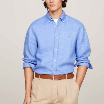 Tommy Hilfiger  - Tommy Hilfiger - Pigment dyed linen shirt | Hørskjorte Turkis