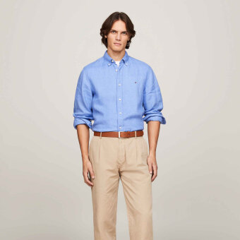 Tommy Hilfiger  - Tommy Hilfiger - Pigment dyed linen shirt | Hørskjorte Turkis