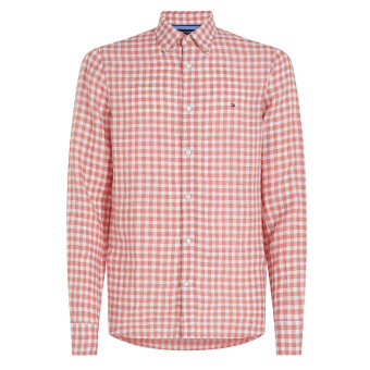 Tommy Hilfiger  - Tommy Hilfiger - Gingham linen shirt | Hørskjorte Pudder