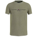 Tommy Hilfiger  - Tommy Hilfiger - TH garment dyed Tommy logo tee | T-shirt Lys Olivengrøn