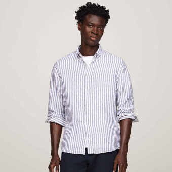 Tommy Hilfiger  - Tommy Hilfiger - Linen Stripe | Skjorte Marineblå