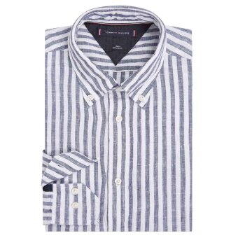 Tommy Hilfiger  - Tommy Hilfiger - Linen Stripe | Skjorte Marineblå