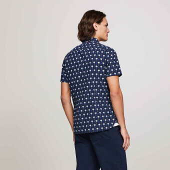 Tommy Hilfiger  - Tommy Hilfiger - TH mini palm print shirt | K/Æ Skjorte Marineblå