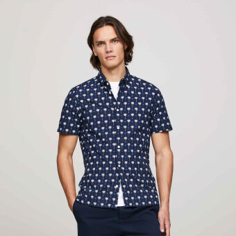Tommy Hilfiger  - Tommy Hilfiger - TH mini palm print shirt | K/Æ Skjorte Marineblå
