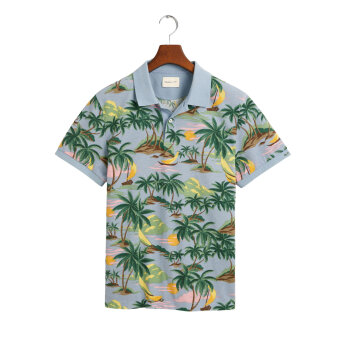 Gant - Gant - Hawaii print polo | Polo T-shirt Lyseblå