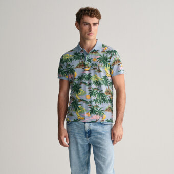 Gant - Gant - Hawaii print polo | Polo T-shirt Lyseblå