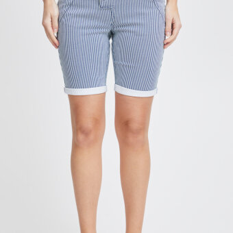 Pulz Jeans ( Dame )  - PULZ - PZNOLLY HW STRI SHO | SHORTS PEACOAT PRINT
