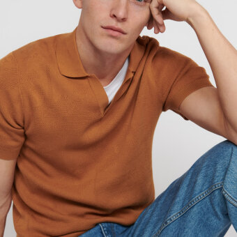 Matinique - Matinique - V Heritage polo | Polo Yellow Brown
