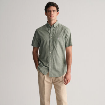 Gant - Gant - Cotton/linen | K/Æ Regular fit Skjorte Grøn