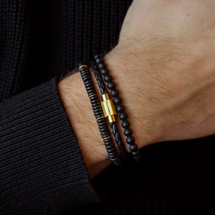 STEEL & BARNETT - Steel & Barnett - Twotone | Armbånd Onyx Matt Black