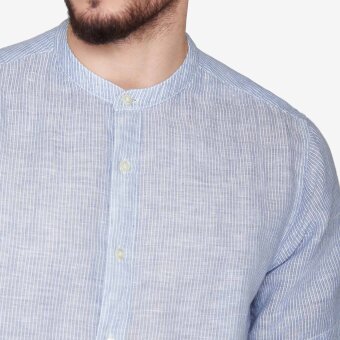 Signal - Signal - Strip granddad shirt | K/Æ Skjorte True Blue