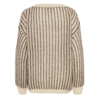 Pulz Jeans ( Dame )  - PULZ - PZPEYTON LS ONECK PULLOVER | STRIK BROWN MELANGE